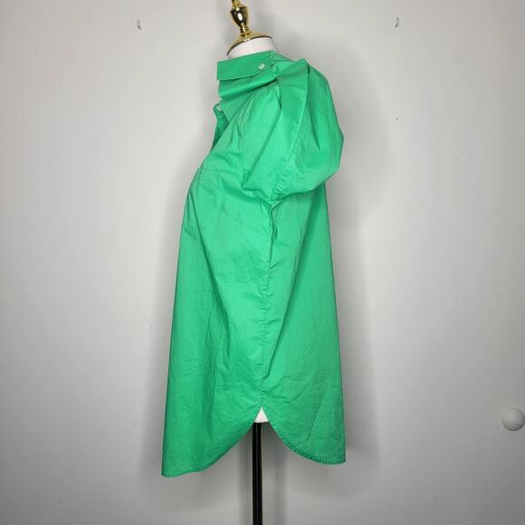 Talbots Sz S Kelly Green The Boyfriend Collared Button Up Curved Hem Cotton - Picture 6 of 12